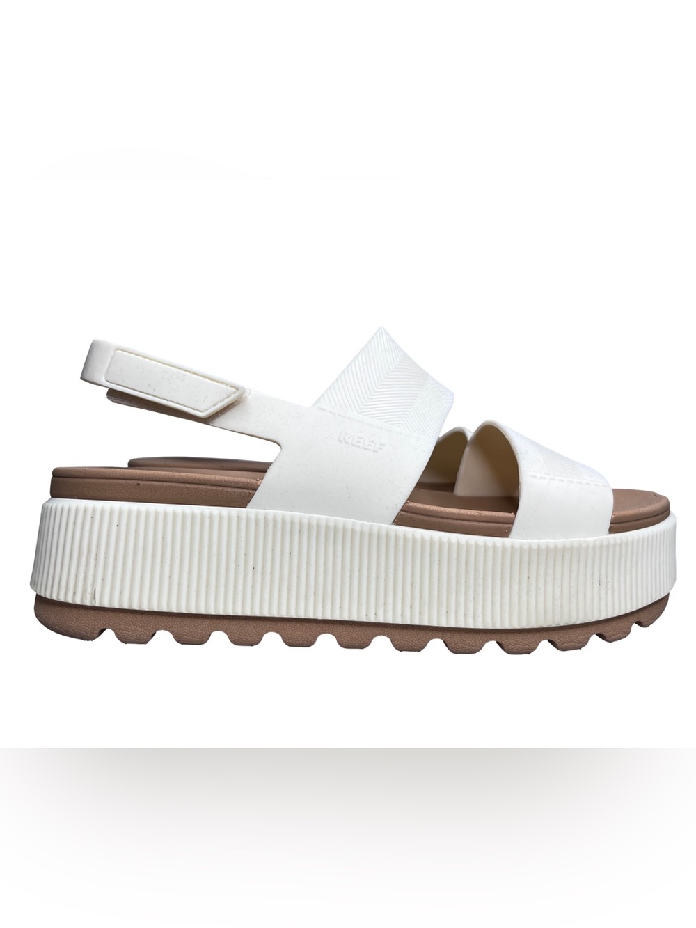 Reef Water Vista Higher Cloud White Chunky Ribbed Platform Sandals Sz 10